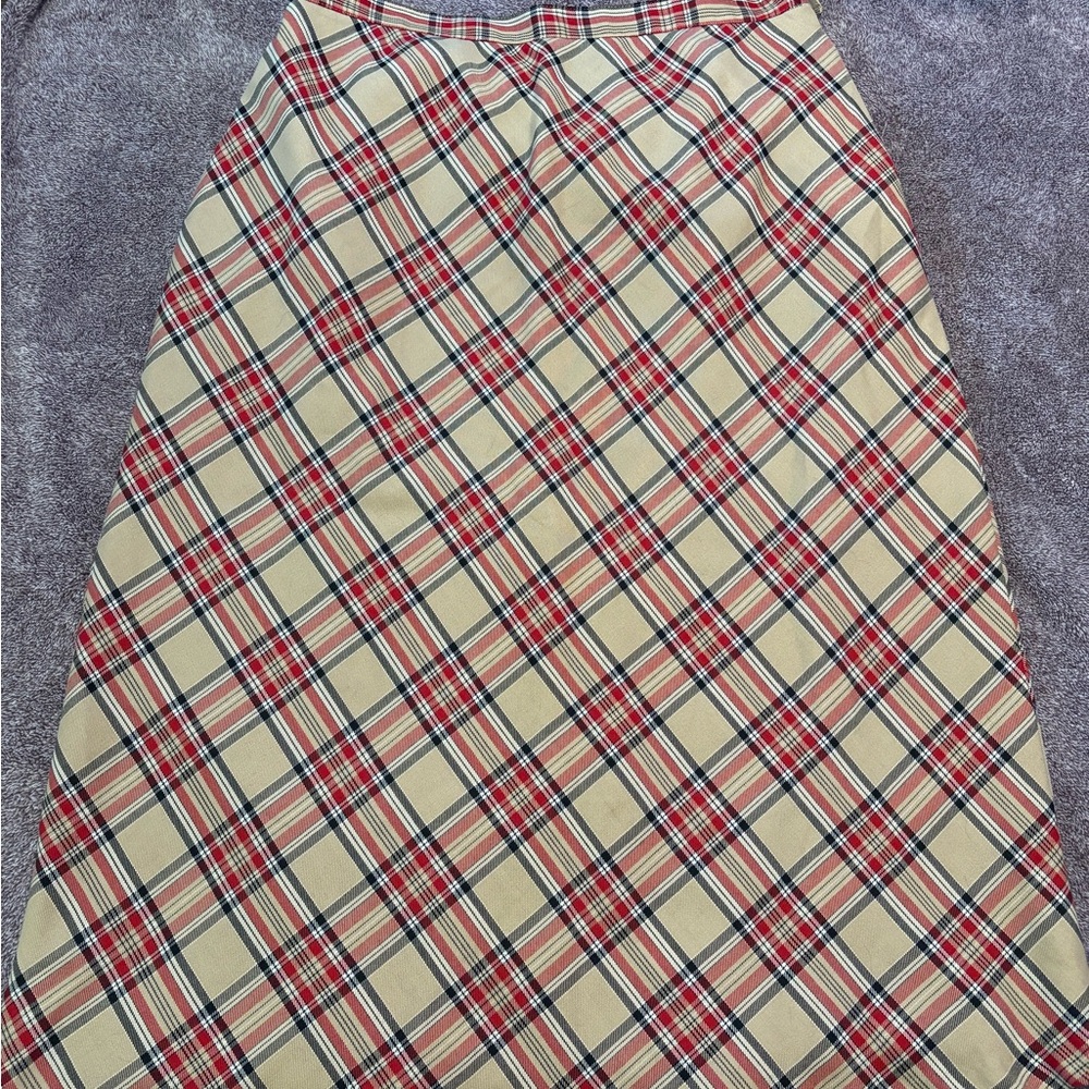 Sag Harbor Tan and Red Plaid Skirt